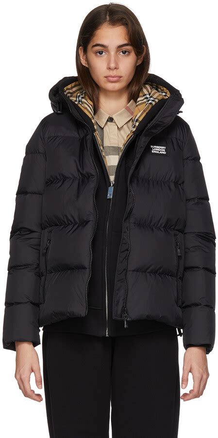 Burberry Monogram Puffer Down Leith Jacket in Black 